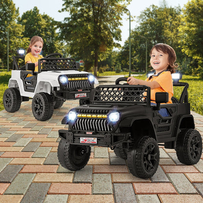 12V Kids Ride on Truck Car with Parental Remote and Music Player-Black