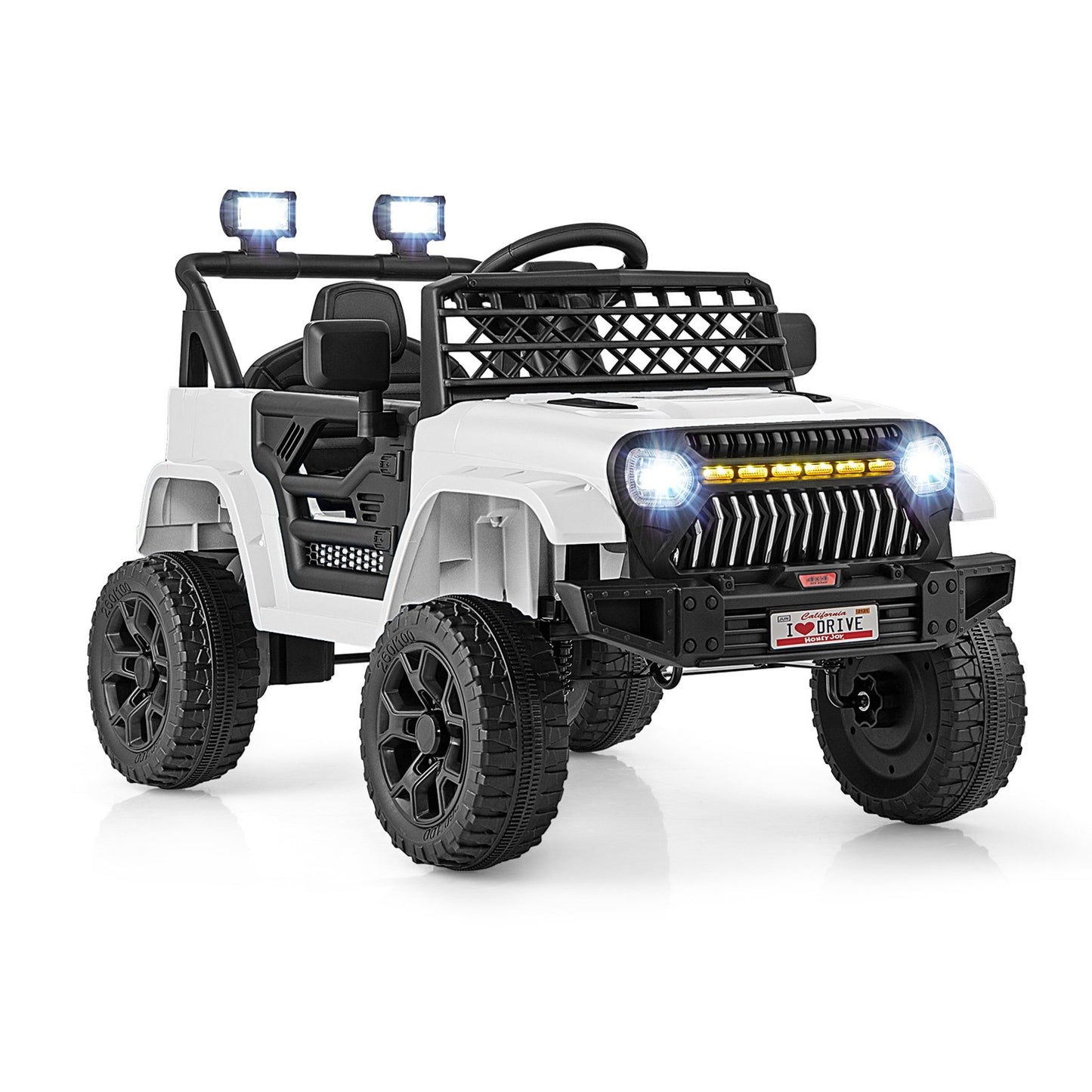 12V Kids Ride on Truck Car with Parental Remote and Music Player-Black
