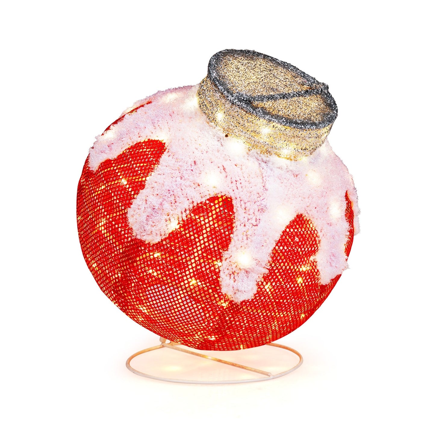 Outdoor Christmas Lantern Pop-Up Lighted Festive Ball with 80 LED Lights and Support Base