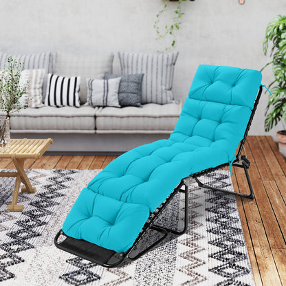 Outdoor Lounge Chaise Cushion with String Ties for Garden Poolside-Beige