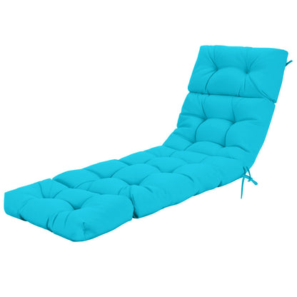 Outdoor Lounge Chaise Cushion with String Ties for Garden Poolside-Beige