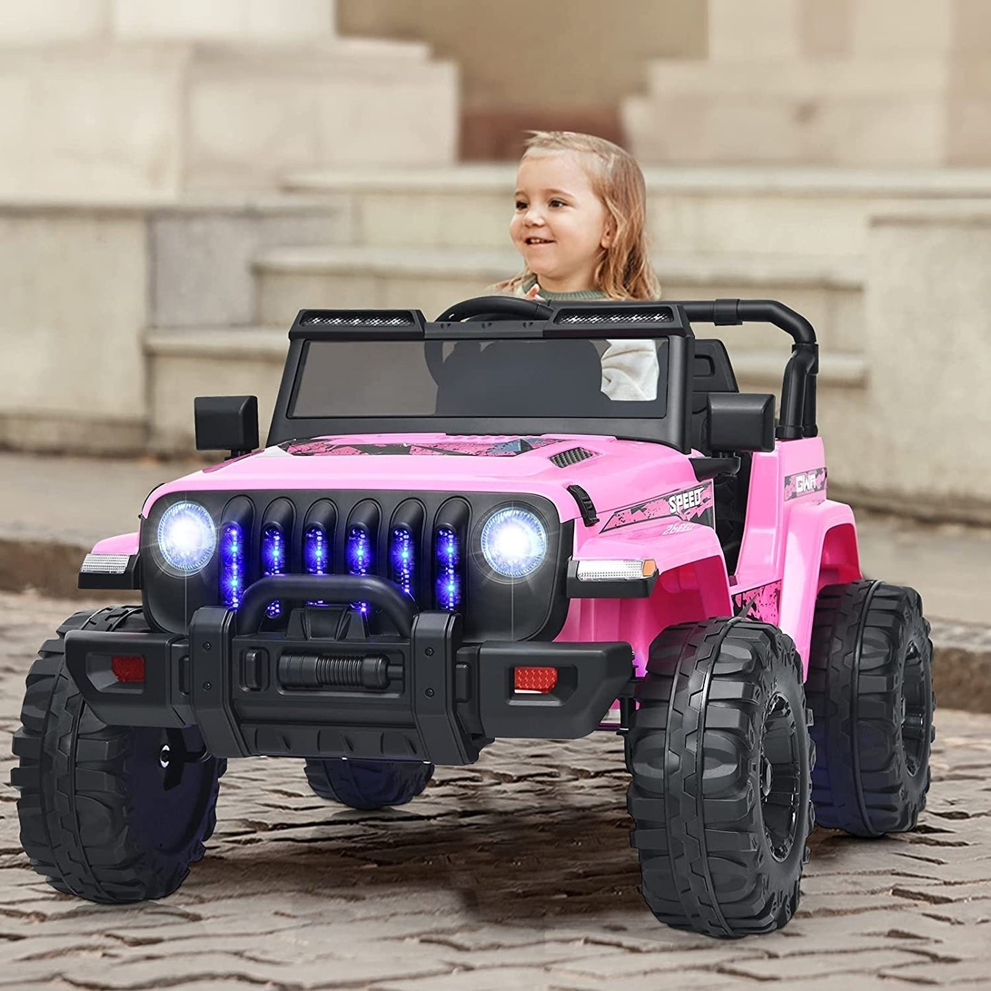 12V Kids Ride-on Jeep Car with 2.4 G Remote Control-Solid Black