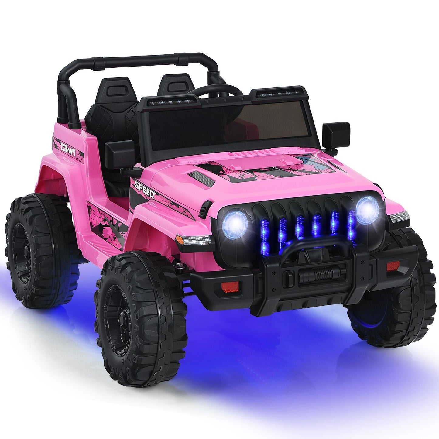 12V Kids Ride-on Jeep Car with 2.4 G Remote Control-Solid Black