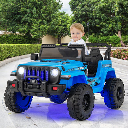 12V Kids Ride-on Jeep Car with 2.4 G Remote Control-Solid Black