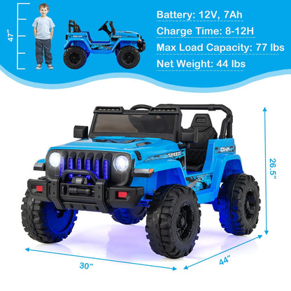 12V Kids Ride-on Jeep Car with 2.4 G Remote Control-Solid Black