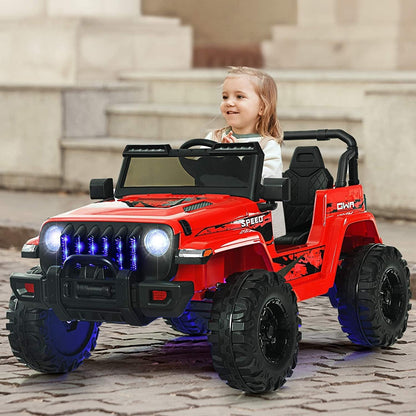 12V Kids Ride-on Jeep Car with 2.4 G Remote Control-Solid Black