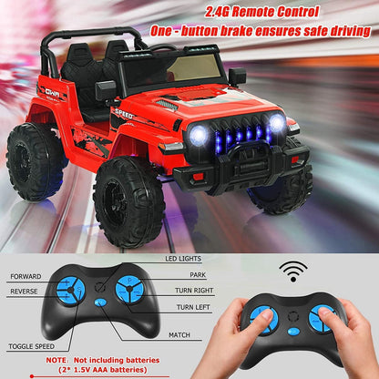 12V Kids Ride-on Jeep Car with 2.4 G Remote Control-Solid Black
