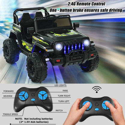 12V Kids Ride-on Jeep Car with 2.4 G Remote Control-Solid Black