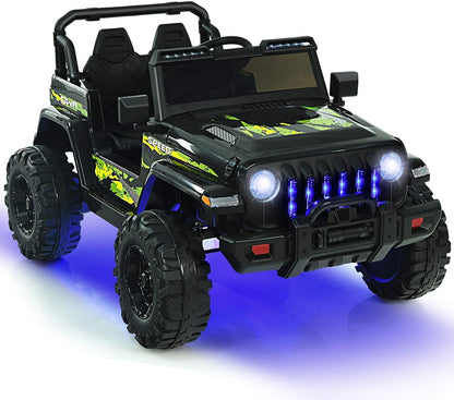 12V Kids Ride-on Jeep Car with 2.4 G Remote Control-Solid Black