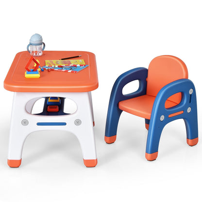 Kids Activity Table and Chair Set with Montessori Toys for Preschool and Kindergarten-Blue