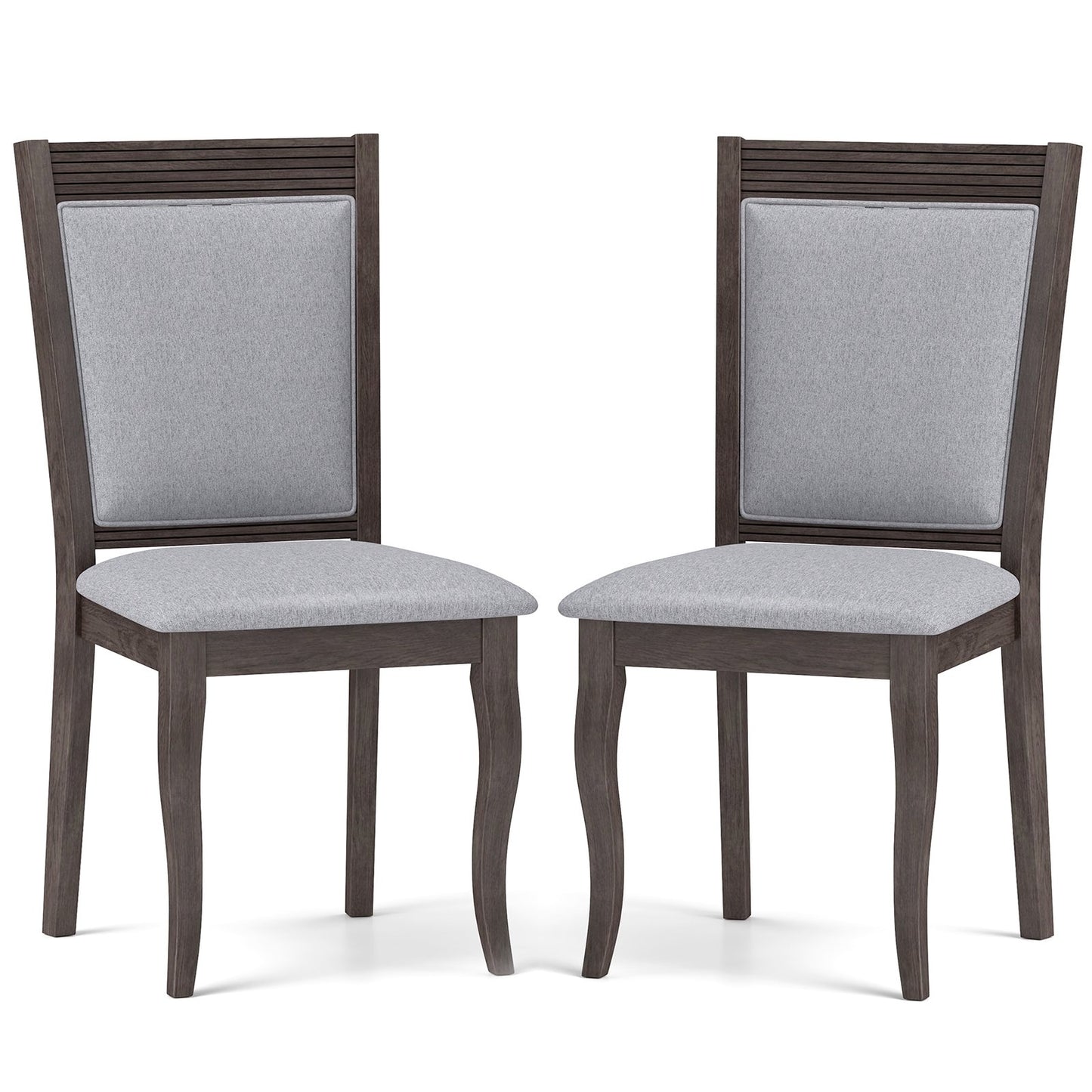 Wood Dining Chairs Set of 2 with Rubber Wood Frame and Padded Seat-Brown