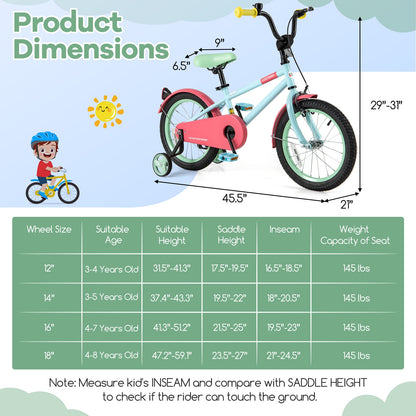 Kids Bike with Adjustable Handlebar and Saddle Blue-16 inches