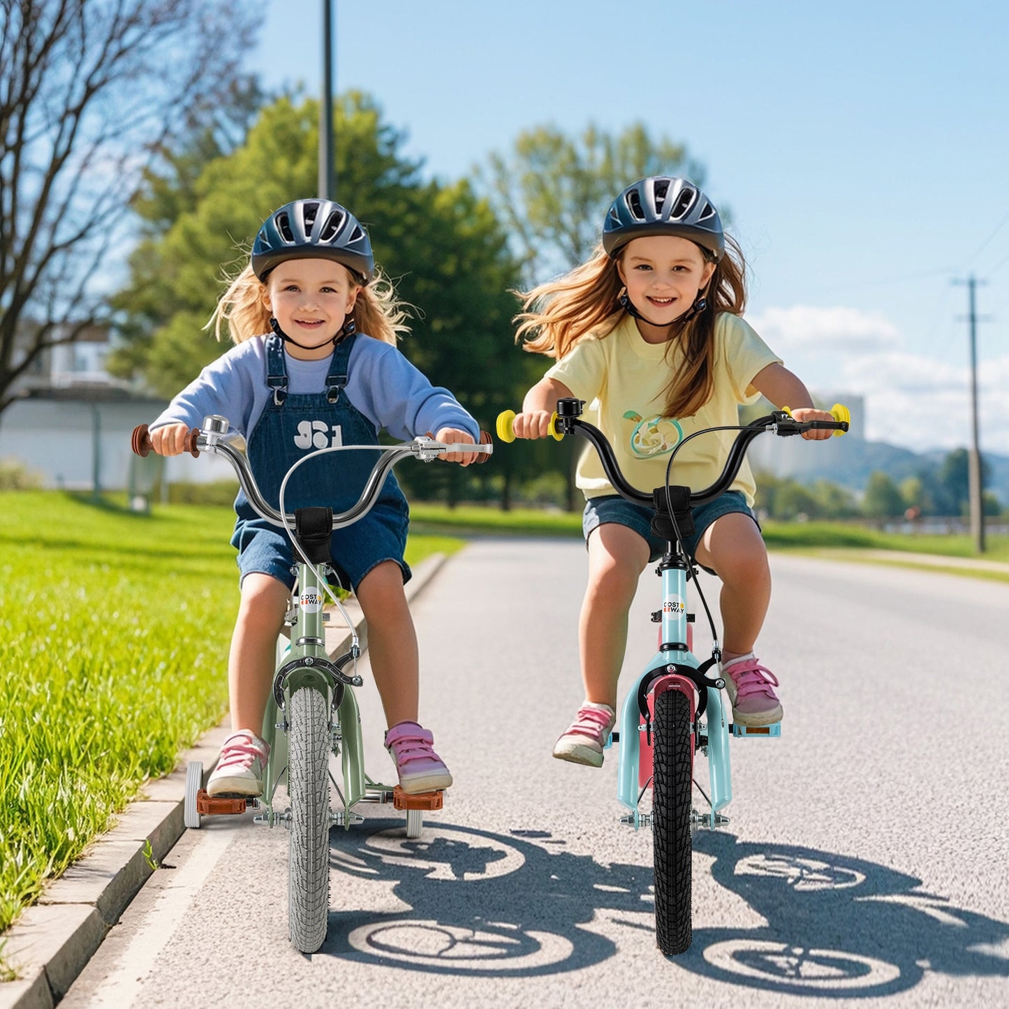 Blue 18-inch kids bike with adjustable handlebar and saddle, featuring a sturdy frame for young children, by Direct by Wilsons.