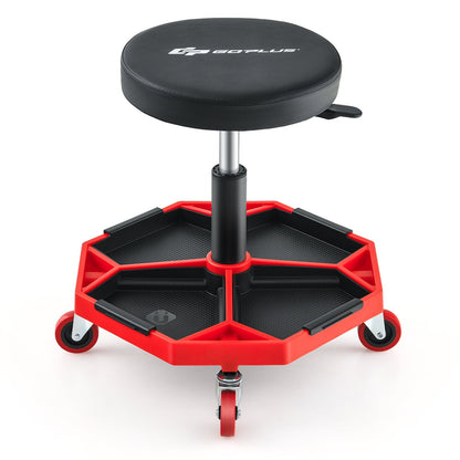 330 LBS Capacity Pneumatic Rolling Mechanic Stool with Padded Seat-Black