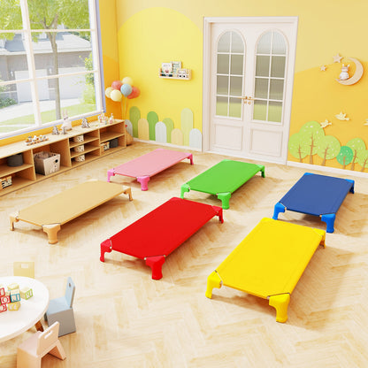 Portable 6 Pack Stackable Daycare Cots Sleeping Bed for Kids 53 Inch-Blue