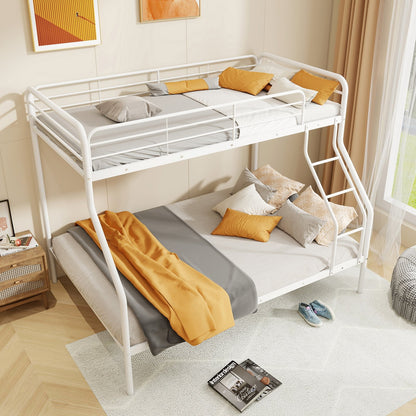 Twin Over Full Bunk Bed with Ladder and Full-length Guardrails-Black