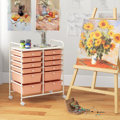 12-Drawer Rolling Storage Cart with Removable Drawers and Lockable Wheels-White