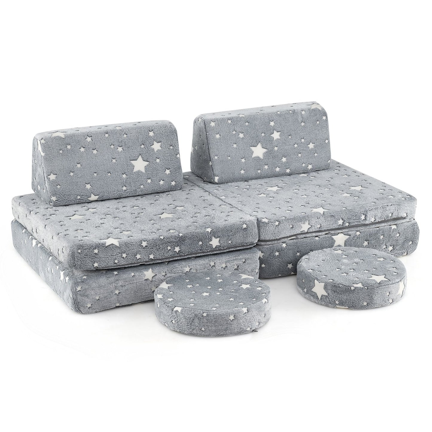 Modular Kids Play Couch Set Glow in the Dark with Portable Handles-Color