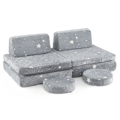 Modular Kids Play Couch Set Glow in the Dark with Portable Handles-Color