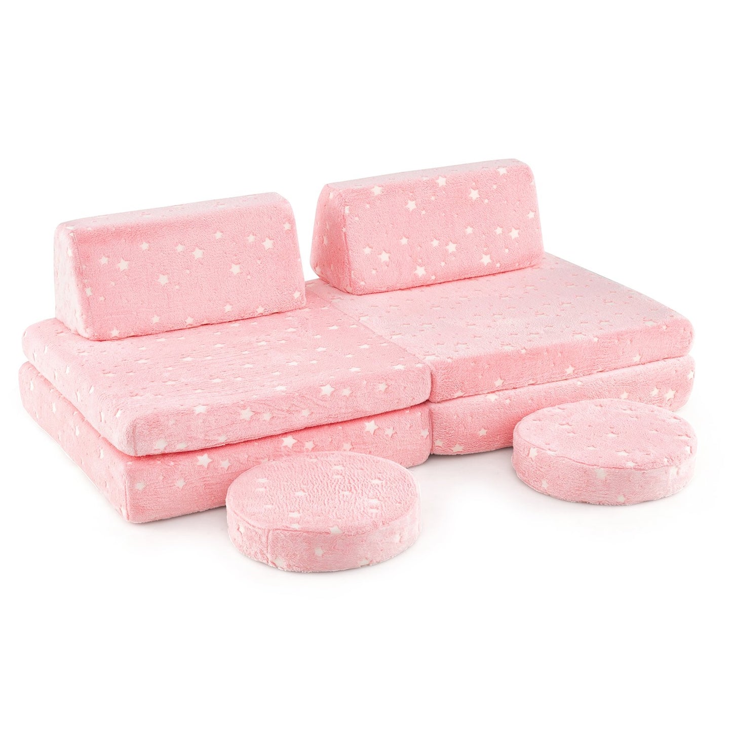 Modular Kids Play Couch Set Glow in the Dark with Portable Handles-Color