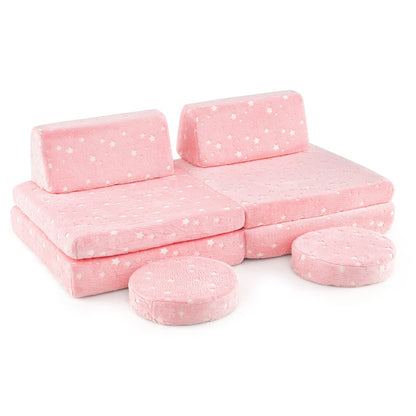 Modular Kids Play Couch Set Glow in the Dark with Portable Handles-Color
