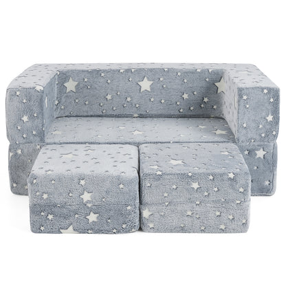 2 Seater Kids Play Couch with Removable and Machine Washable Flannel Cover-Color