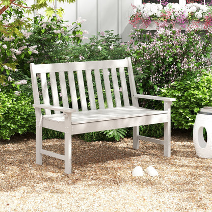 52 Inch All-Weather HDPE Outdoor Bench with Backrest and Armrests-Black