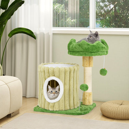 Cute Cat Tree with Sisal Scratching Posts and Dangling Ball
