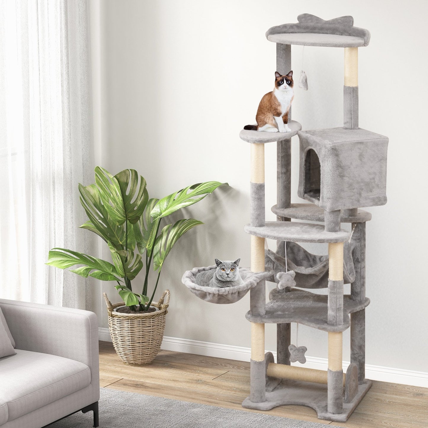 69 Inch Multi-level Cat Tree with Top Perch and Cozy Condo