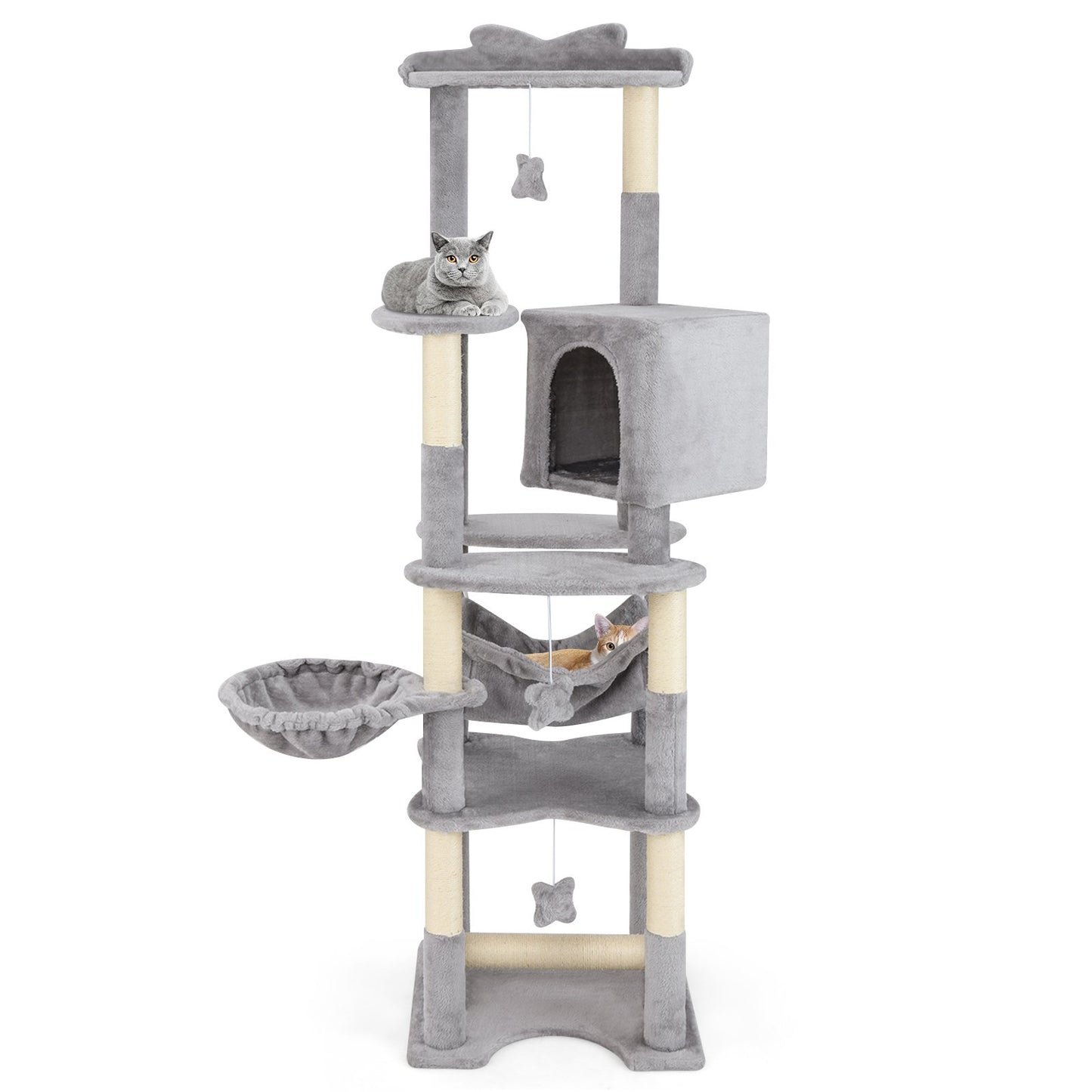69 Inch Multi-level Cat Tree with Top Perch and Cozy Condo
