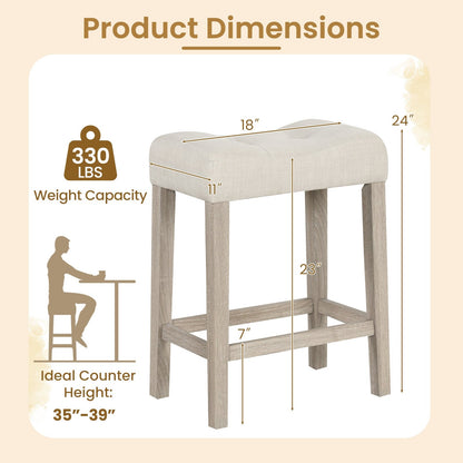 Set of 4 Upholstered Counter Height Bar Stool with Curved Saddle-Seat-Gray