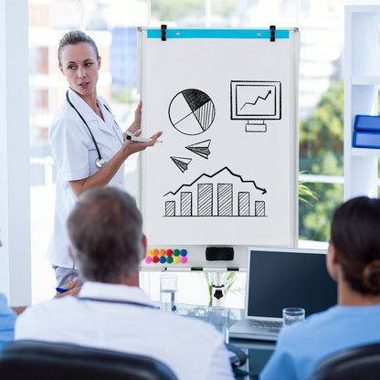 Height-Adjustable Mobile Whiteboard with Round Stand Paper Clips-Black