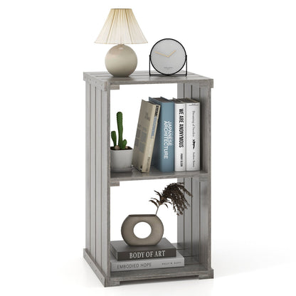 2-Cube Storage Shelf with Open Back and 3-Tier Shelf-Light Brown