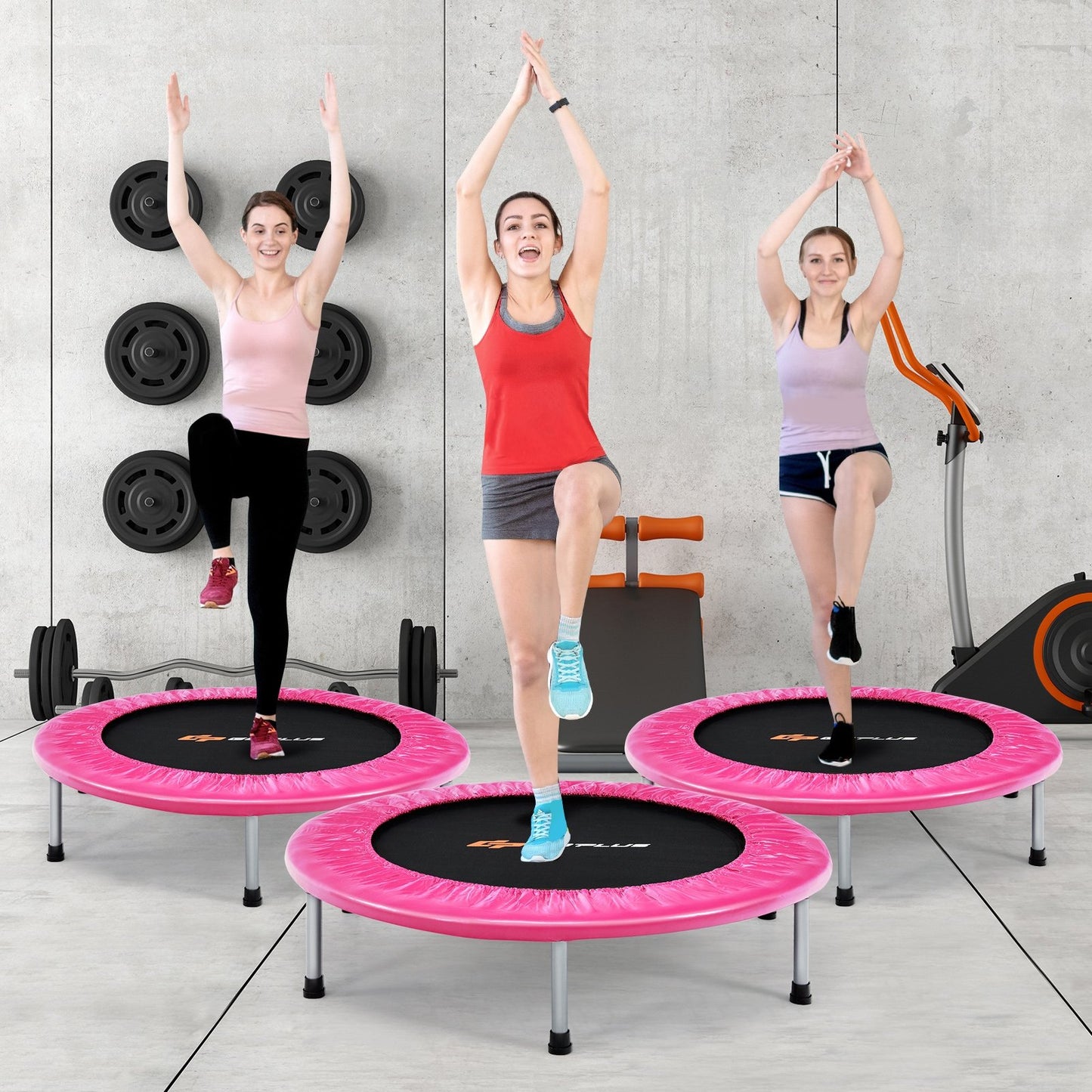36 Inch Mini Folding Trampoline Portable Recreational Fitness Rebounder-Blue