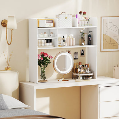 Desktop Bookshelf Countertop Storage Hutch with 6 Shelves-Natural