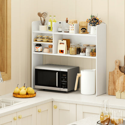 Desktop Bookshelf Countertop Storage Hutch with 6 Shelves-Natural