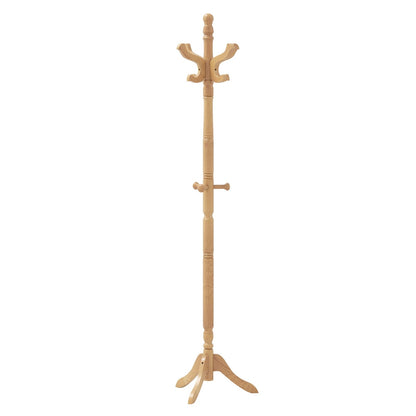 Solid Wood Hall Tree with 11 Hooks and 3 Height Options for Entryway-Black