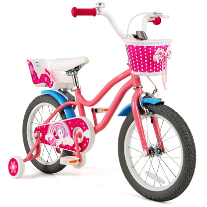 Kids Bicycle with Training Wheels and Basket for Boys and Girls Age 3-9 Years-14 inches