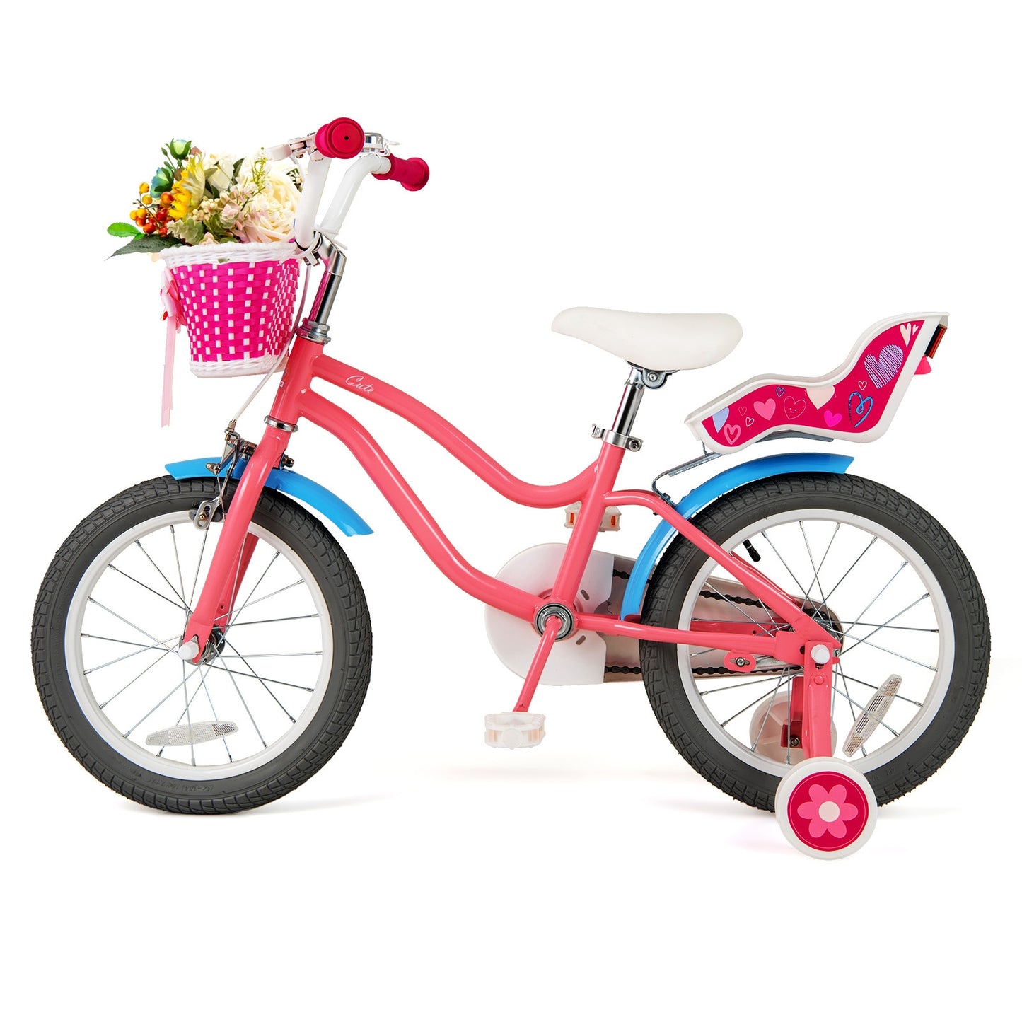 16 Inch Kids Bike with Training Wheels and Storage Basket-16 inches
