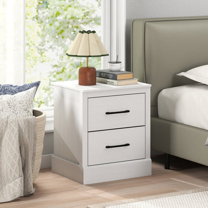 Wood Compact Floor Nightstand with Storage Drawers-Dark Gray