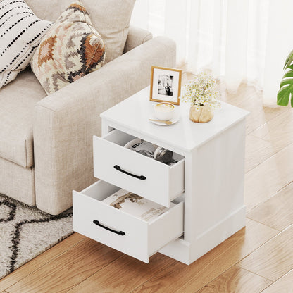 Wood Compact Floor Nightstand with Storage Drawers-Dark Gray