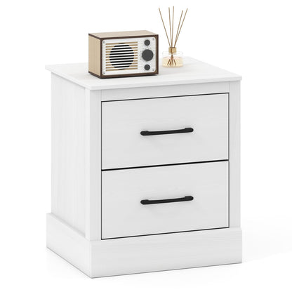 Wood Compact Floor Nightstand with Storage Drawers-Dark Gray