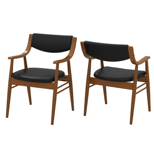Wooden Dining Chair Set of 2 with Padded Seat and Back-Black