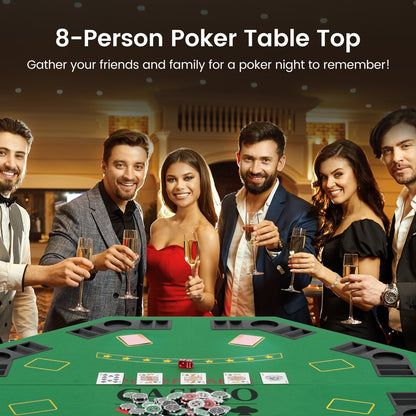 8-Player Foldable Poker Table Top with Carrying Bag-Blue