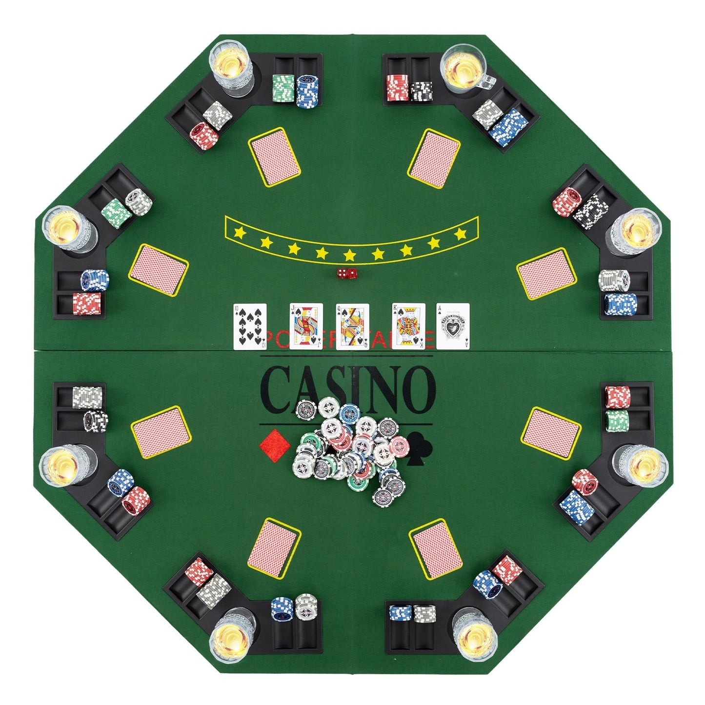 8-Player Foldable Poker Table Top with Carrying Bag-Blue