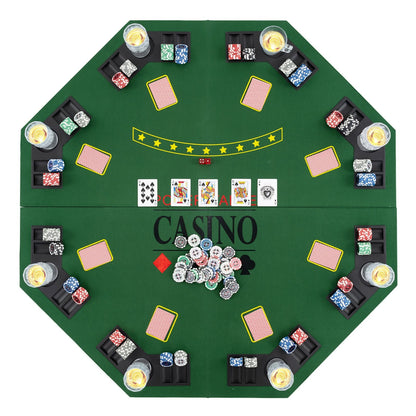 8-Player Foldable Poker Table Top with Carrying Bag-Blue