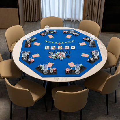 8-Player Foldable Poker Table Top with Carrying Bag-Blue