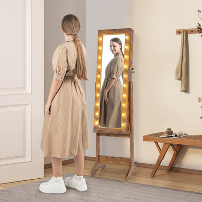 Mirror Jewelry Cabinet with 20 Warm Lights and 4 Tilt Angles-Black