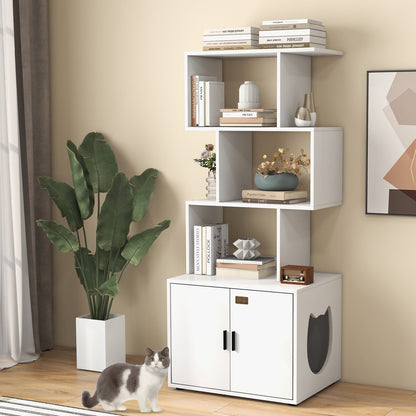 56 Inch Tall Cat Litter Box Enclosure with Storage-Rustic Brown