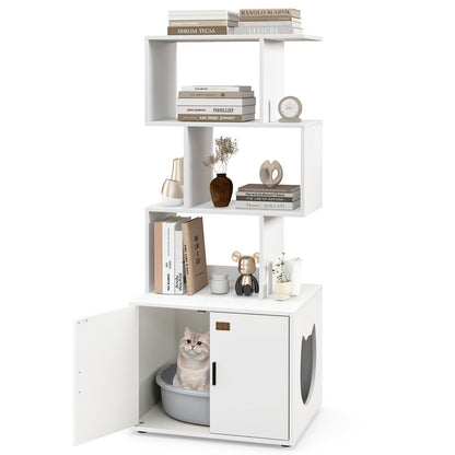 56 Inch Tall Cat Litter Box Enclosure with Storage-Rustic Brown